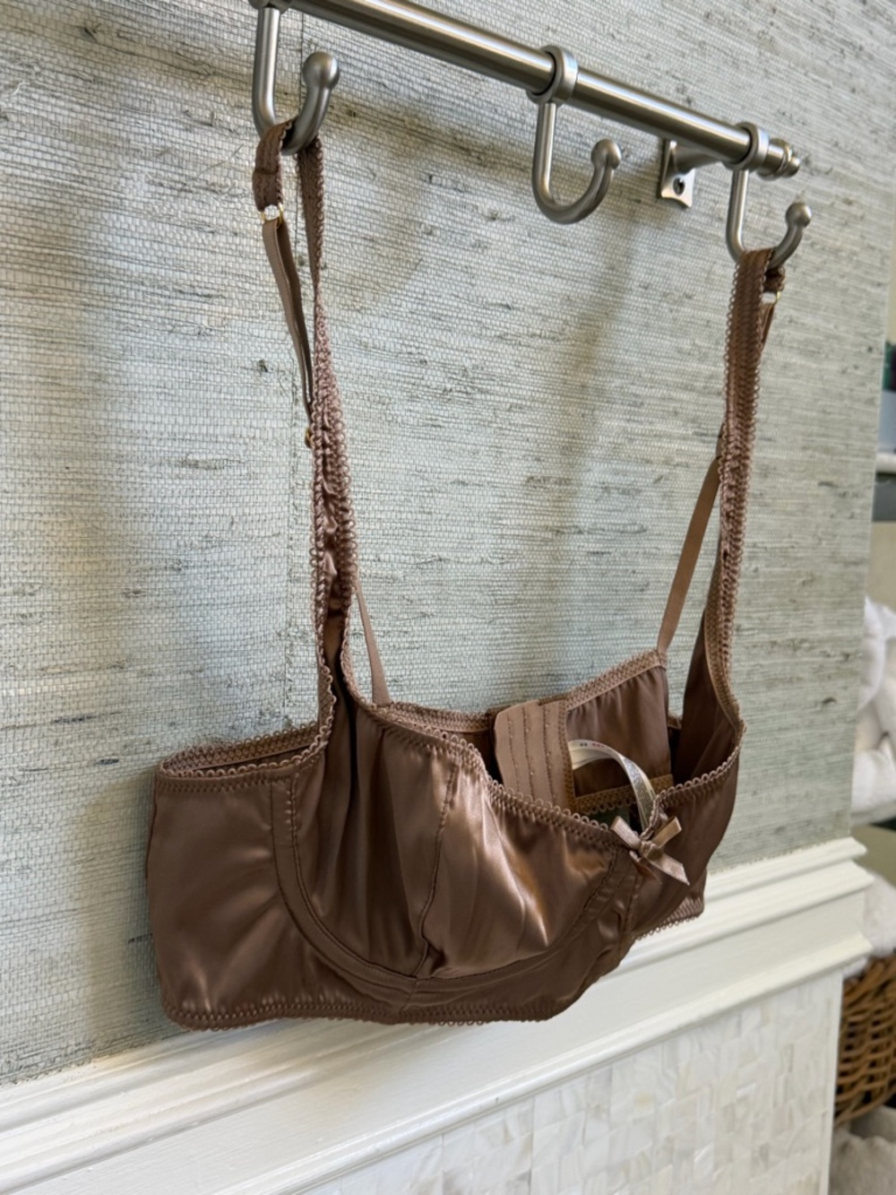 NWT new medium by anthropologie satin bra brown bronze underwire - Picture 7 of 16